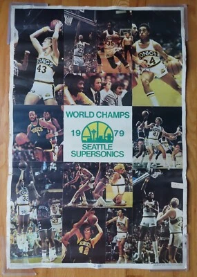 Vintage 1979 SEATTLE SUPERSONICS World Champions 23x35 Poster DENNIS JOHNSON MVP - Image 1 of 4