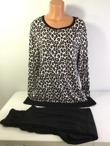 ANNE KLEIN Black, Ivory, Beige Animal Print PJ Set. Size Med. Orig. $58. NEW. - Picture 1 of 10