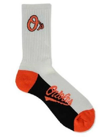 Baltimore Orioles Men's Crew Socks Large Size 10 to 13 White Cover
