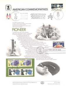 #44 10c Pioneer #1556 USPS Gedenktafel mit 4 gebundenen Weltraummarken - Bild 1 von 1