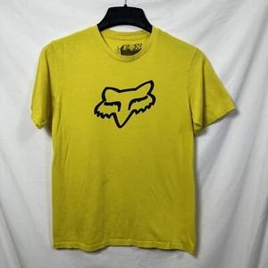 Fox Racing Youth L Regular Fit Graphic Tee Yellow Distressed Motorcycle T-Shirt - Picture 1 of 6