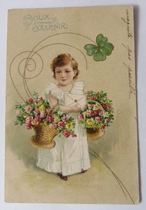 Cartolina d'epoca rilievo Bambina- postcard - cpa -primi '900 - Picture 1 of 1