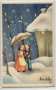 Serie Completa di 6 cartoline Bambini Buon Natale PC Circa 1940 4 - Picture 1 of 6