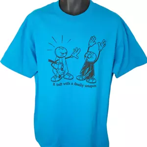 Vintage A Salt With A Deadly Weapon T Shirt Mens Size Large 90s Funny Humor Joke - Picture 1 of 6