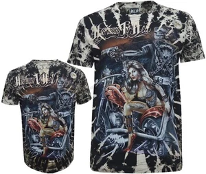 Highway To Hell Skull Biker Lady Glow in the Dark Tie Dye T-Shirt M-4XL by Wild - Picture 1 of 3