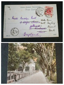 EXTREMELY RARE HONG KONG 1908 TO ENGLAND VINTAGE VIEW OF “CENTRAL AVE, CANTON” - Picture 1 of 3
