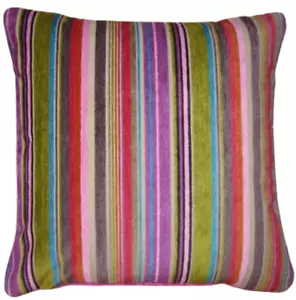 DESIGNER GUILD ASOLO STOFFKISSEN ABDECKUNG FARBE PFINGSTROSE 18X18" VERTIKALER STREIFEN - Bild 1 von 2