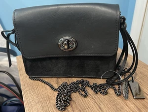 New Coach Bowery Crossbody Star Rivets Small Black Leather Purse 59467 NWOT!!! - Picture 1 of 15