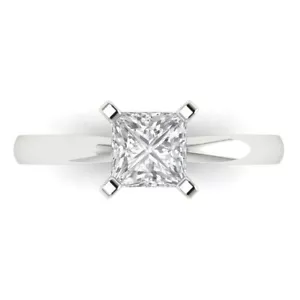 1.0 ct Princess Cut SOLITAIRE ENGAGEMENT RING 14k White gold simulated diamond - Picture 1 of 11