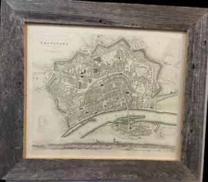 Antique Origin Map Frankfort Germany 1860s Hand Colored And Professionaly Framed - Picture 1 of 3