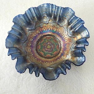 Vintage Fenton Iridescent Captive Rose, Carnival glass Candy dish bowl - Picture 1 of 10