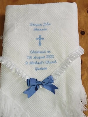 Personalisiertes Baby Schal Decke bestickt Name Datum Neugeborene Taufe Geschenk