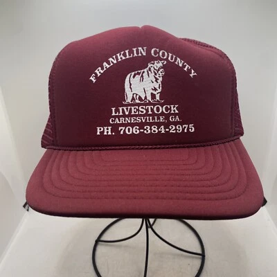 De colección Nissin Franklin Co. GA Mercado de Ganadería Rojo Tela Acolchada Camionero Sombrero OS Foto 1 de 4