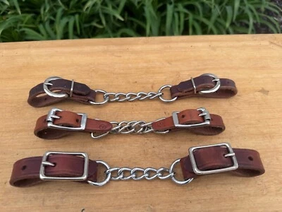 Western Tack Lot (3) QUALITY Leather Curb Chains ~ (1) Circle Y For Bridle - Image 1 of 3