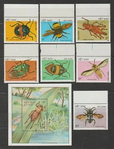 1987 Vietnam Stamps & Souvenir Sheet Insects Scott # 1705-1712 MNH - Picture 1 of 1