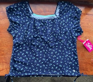 Justice Girls PLUS Size XLP (16P-18P) Puff Sleeve Cinch Top Tiny Flower Pattern - Picture 1 of 15