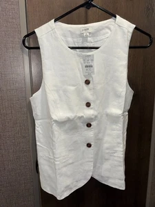 J. Crew Women's Long Button Front Vest, Size 6, White - Picture 1 of 3