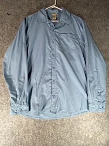 Mens LL Bean Button Up L/S Hiking Shirt 🥾Roll Sleeves Nylon Large Blue - Picture 1 of 5