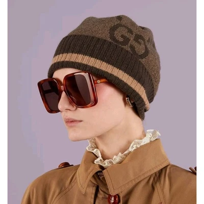 Nuevo Auténtico GUCCI 100% CACHEMIR Jumbo GG Logo Gorro Gorra con bolso Foto 1 de 4