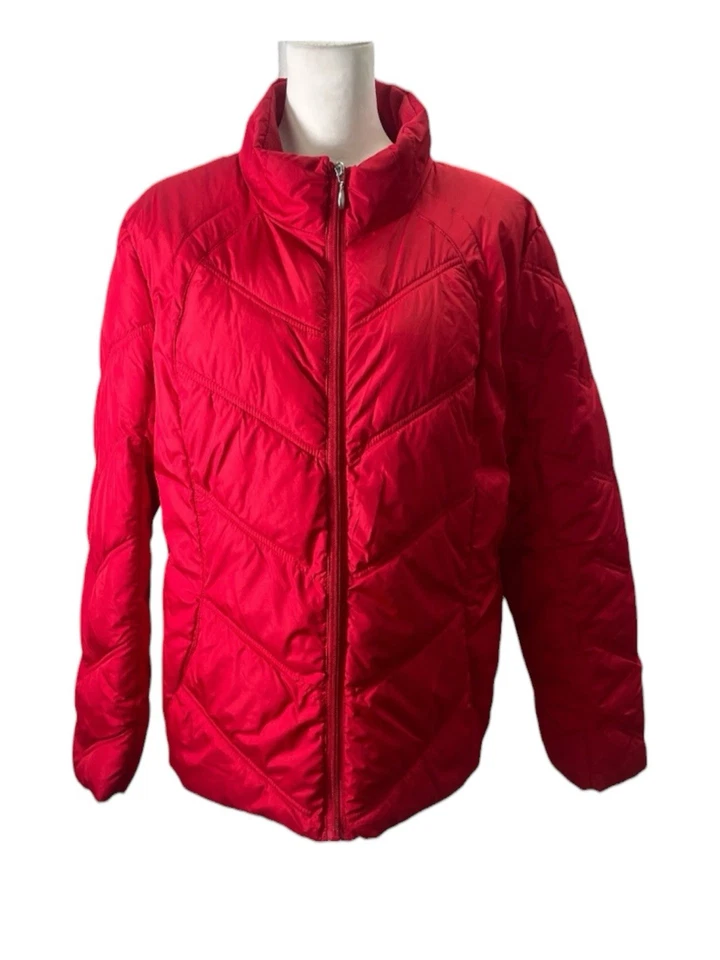 Chaquetas acolchadas Athletic Works para mujer XL 18-18 rojas cuello falso cremallera completa manga larga Foto 1 de 4