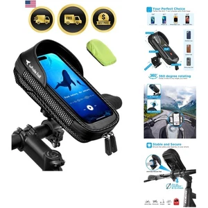 Borsa Manubrio Impermeabile Supporto Telefono Bici 360 Girevole per Smartphone - Foto 1 di 11