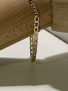 10k Yellow Gold Italian Men's Mariner Link Bracelet 3.24 Grams Size 8" Not Scrap - Picture 1 of 12