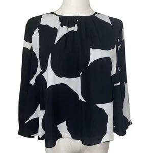 Top Kate Spade taglia XS bianco e nero floreale manica lunga - Foto 1 di 8