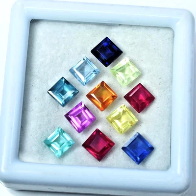 天然 60 克拉混合颜色蓝宝石公主切割 5-6 件锡兰散装宝石套装 — 第 1/4 张图片