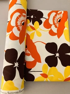 1 YD Alexander Henry MODERN POPPIES~SOFIA~Burnt Orange Cocoa, Deep Yellow, Cream - Picture 1 of 13