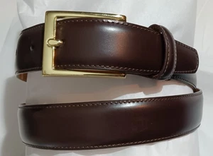 Brooks Brothers Braun Leder Italy Gürtel Gold Schnalle Herren Größe 34  - Bild 1 von 10