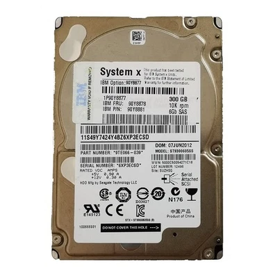 IBM 90Y8877 90Y8878 90Y8881 IBM 300GB 10K 2.5 SAS II 6 GB/PS HDD HARD DRIVE - Image 1 of 4