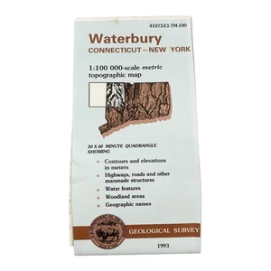 USGS Topographic Map 1993 Survey 30"x60" CT, NY Waterbury 41073-E1-TM-100 - Picture 1 of 4