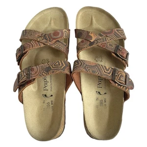 Sandalias Birkenstock Papillio Marrón Geométricas 3 Correas Cuero Mujer EU 41 US 11 - Imagen 1 de 7