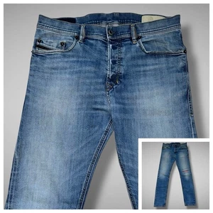 Diesel TEPPHAR Jeans Men’s 087AW Stretch Slim Straight Blue W33 L30 Patch - Picture 1 of 14