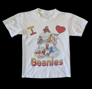 Vintage 1997 I Love Beanies Heart TY Beanie Babies Promo T Shirt Youth Small Kid - Picture 1 of 13