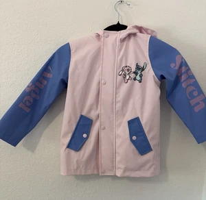 Disney Stitch Angel Rain Jacket Girls 5/6Y Pink Hooded Coat – Primark Flaw - Picture 1 of 17