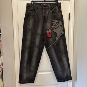 Vintage Lot 29 luxe Mens Jeans Taz Looney Tunes Embroidered 36x31 - Picture 1 of 15
