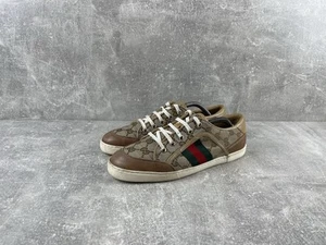 Gucci GG Women’s Supreme Guccissima Canvas Web Sneakers Brown Beige Size 38 G - Picture 1 of 13
