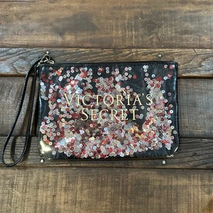 Victoria's Secret Handgelenktasche Make-up Week Ender Reißverschluss Tasche Pailletten 8,5 x 6 Zoll - Bild 1 von 4
