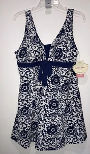 One Piece Swimsuit Swim Dress Plus Sz. 18-20 Tummy Control - New With Tags - Picture 1 of 7