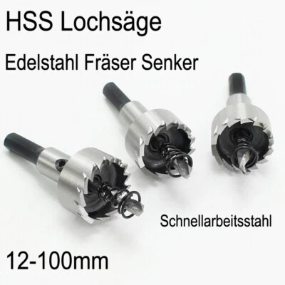 HSS Lochsäge Hartmetall Flachschnitt Bohrkrone Ø12-100mm Edelstahl Fräser Senker - Bild 1 von 4