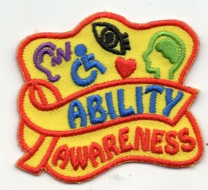 ABILITY AWARENESS Iron On Patch Handicap Medical  - Picture 1 of 1