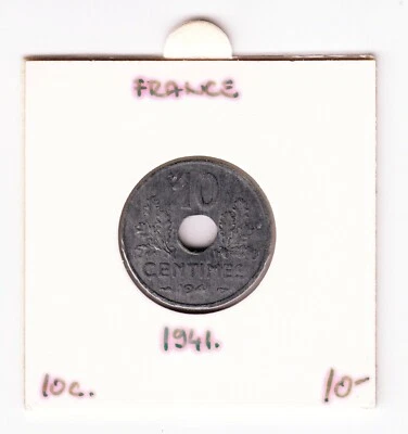 10 Centimes 1941. France coin zinc, German-occupied Europe ! - Image 1 of 2