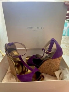NEW!! Jimmy Choo Purple Suede T-Strap Sandals size 6.5 - Picture 1 of 8