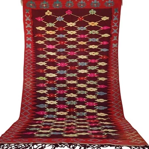 Vintage Moroccan Berber Rug Handwoven Floral Berber Artistry Fringe Wool Carpet - Picture 1 of 21
