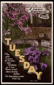 Birthday Wish For Tuesday RP Wildt & Kray Postcard - Picture 1 of 2