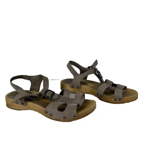 Sanitas Clog Sandalen - Vintage grau Leder, Holzsohle Clog Sandalen Gr. 39 - Bild 1 von 12