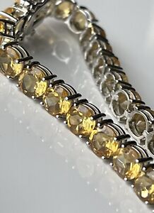 Affinity Gems Semi-Precious Round Cut Bracelet, Citrine Sterling Silver Average