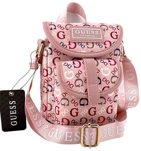 GUESS LOGO MINI CROSSBODY SHOULDER BAG HANDBAG Pink Juniper • AUTHENTIC New BNWT - Picture 1 of 18