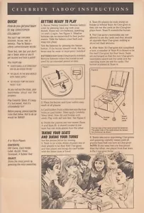 Vintage 1991 Celebrity Taboo Game Replacement Directions Instructions - Picture 1 of 2